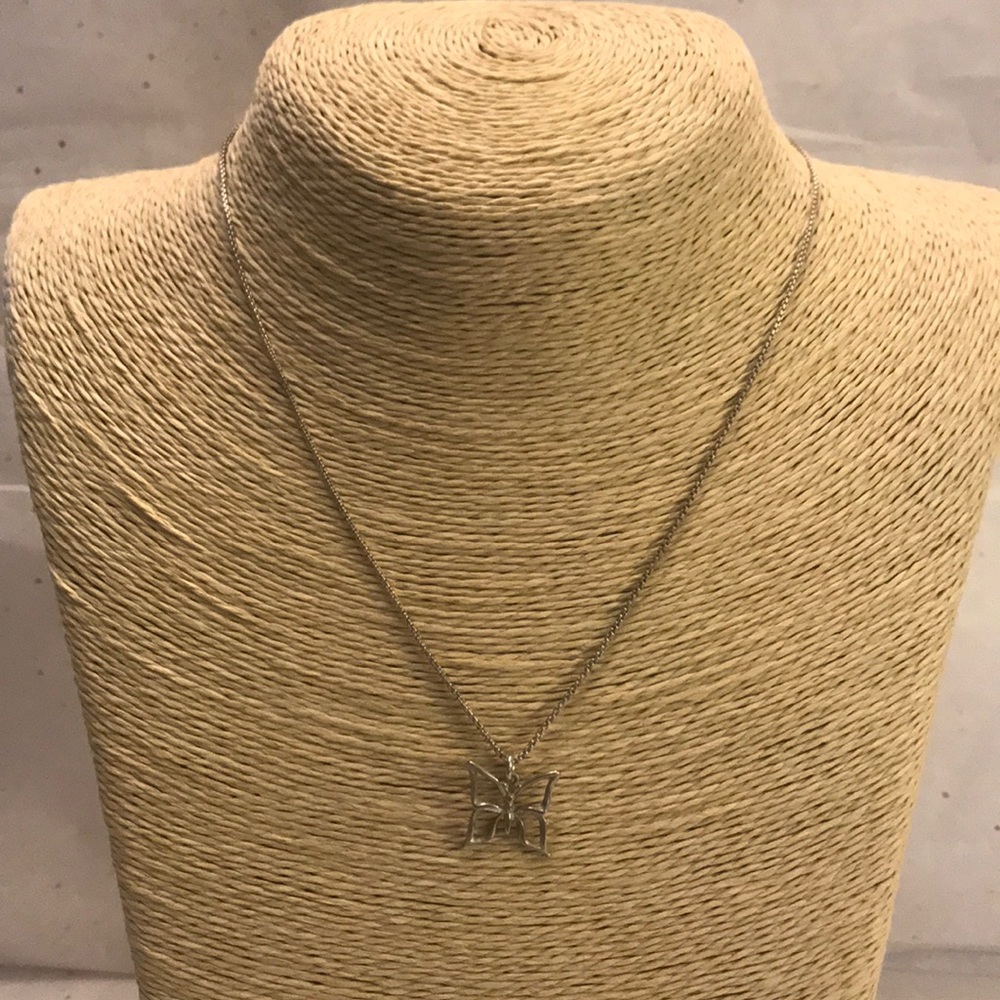 Silver butterfly charm necklace